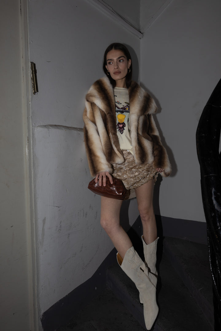 מעיל סמנטה - דמוי פרווה