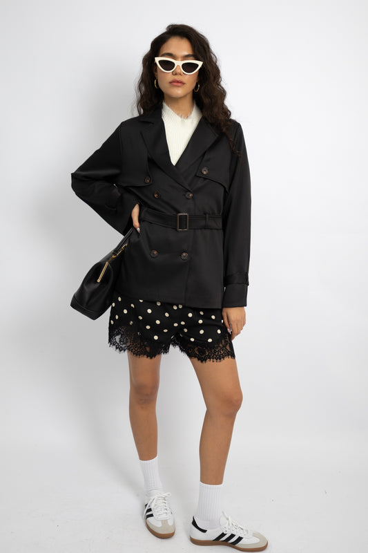 גקט טרנץ קצר - שחור