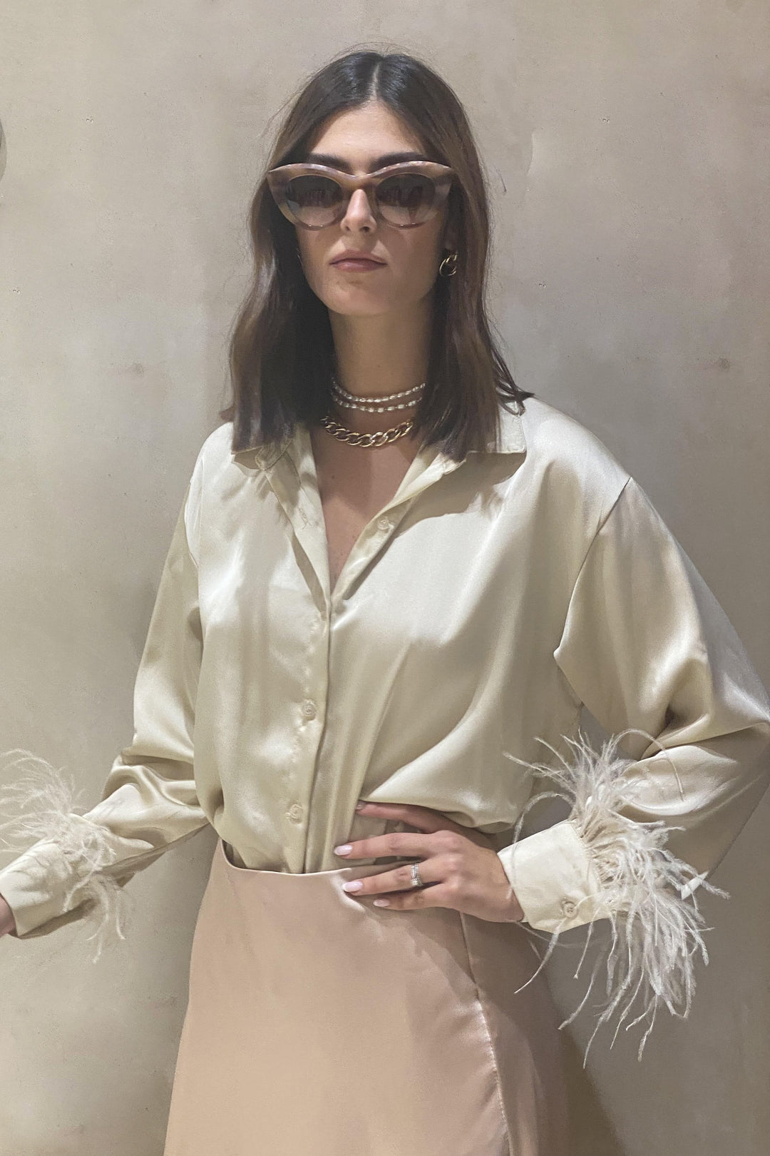 חולצה מכופתרת פאני סאטן