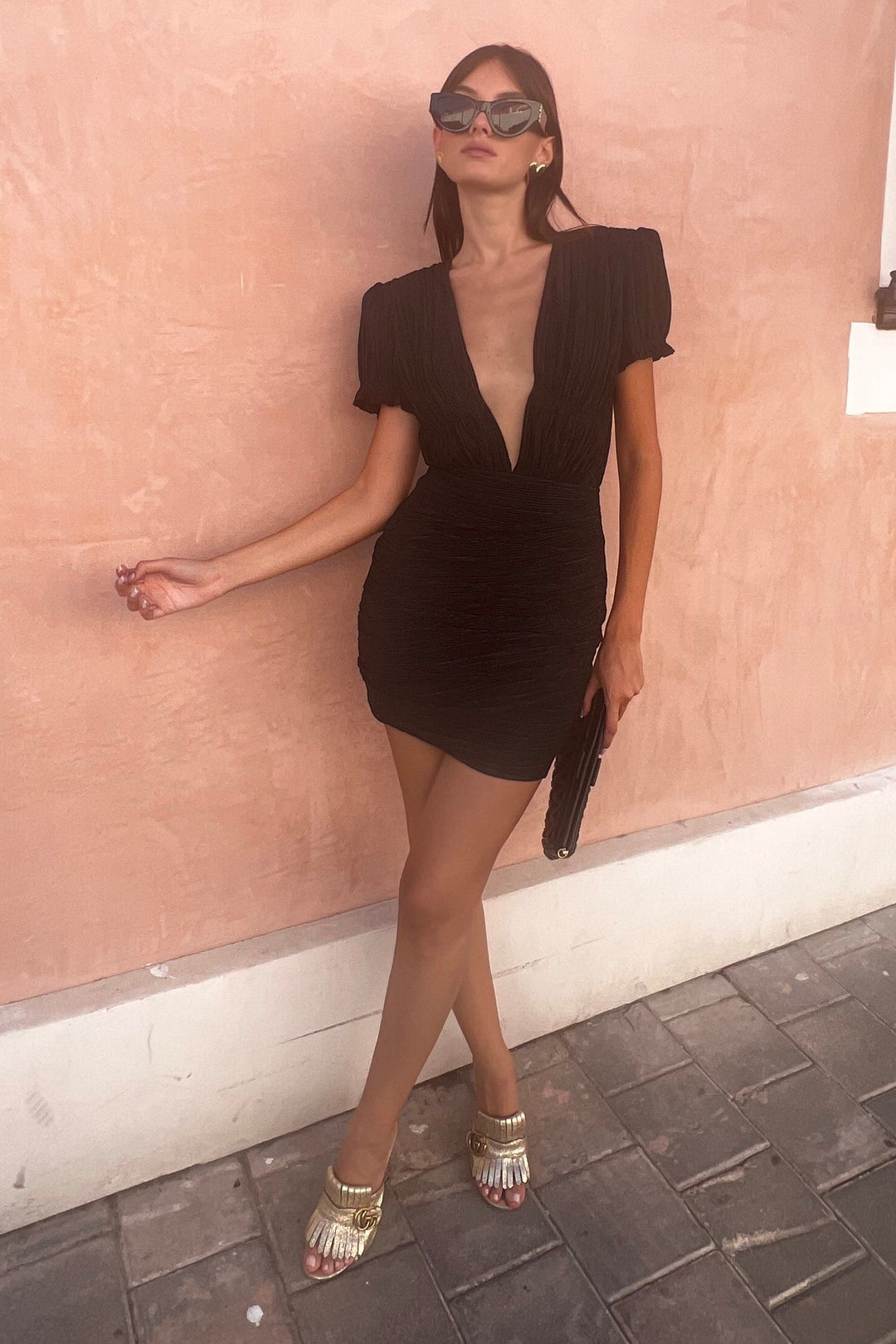 שמלת מלודי שרוול קצר - כתום