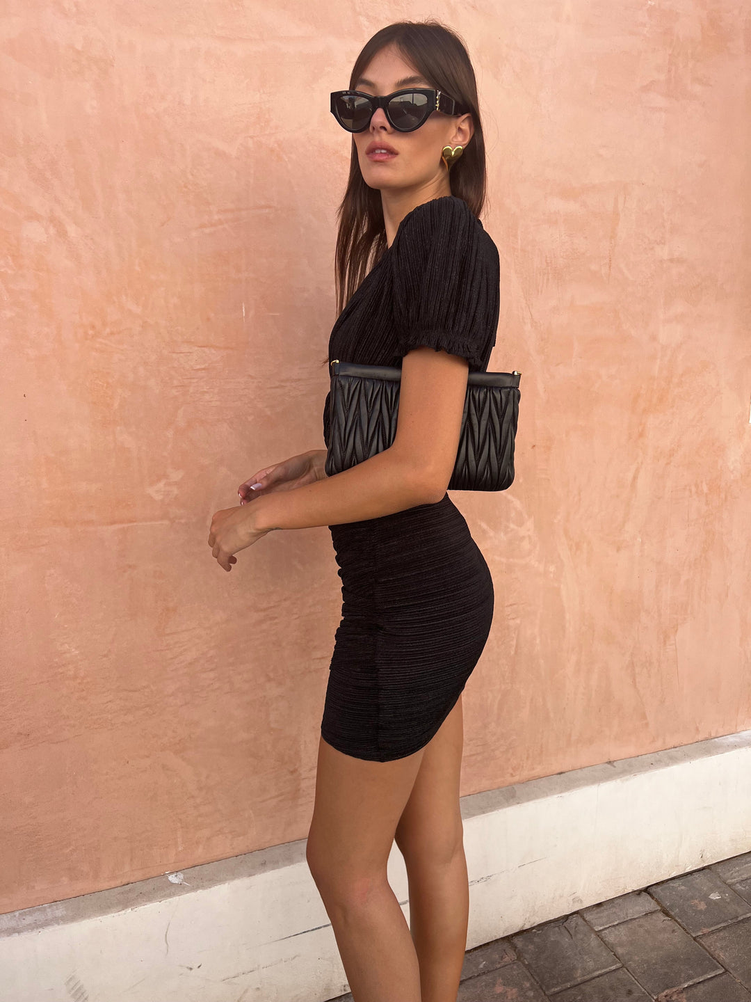 שמלת מלודי שרוול קצר - כתום