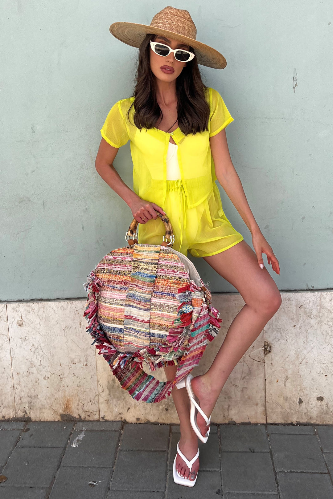 חולצה קצרה צבע ירוק-BEACH SHIRT COLOR GREEN