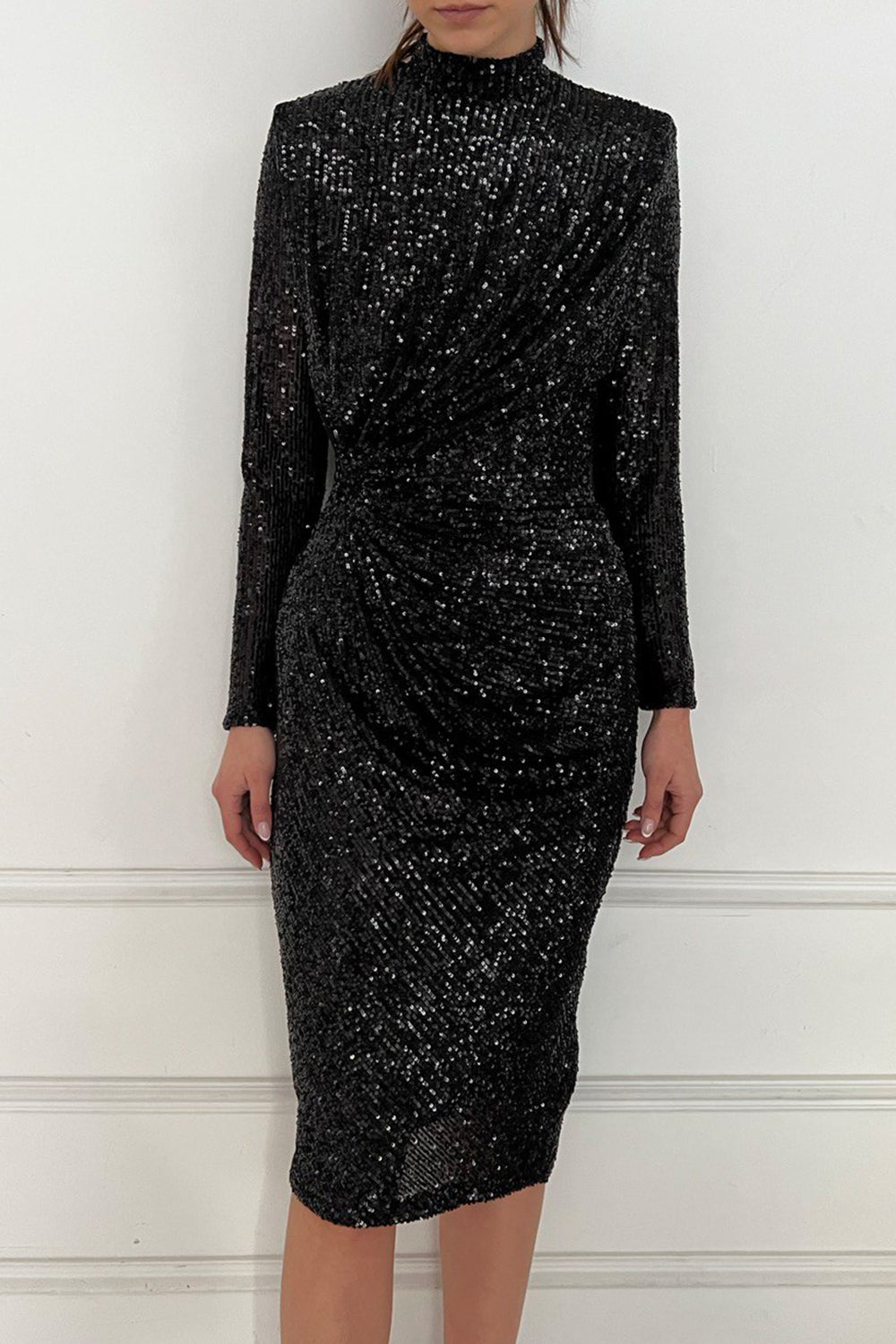 שמלת רייצל פאייטים מידי - שחורה