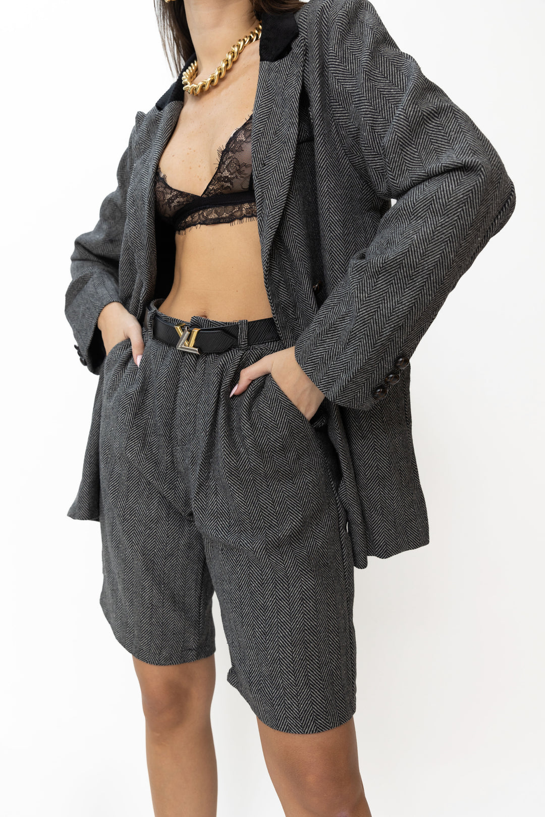 סט חזיה ותחתון מנדי - שחור