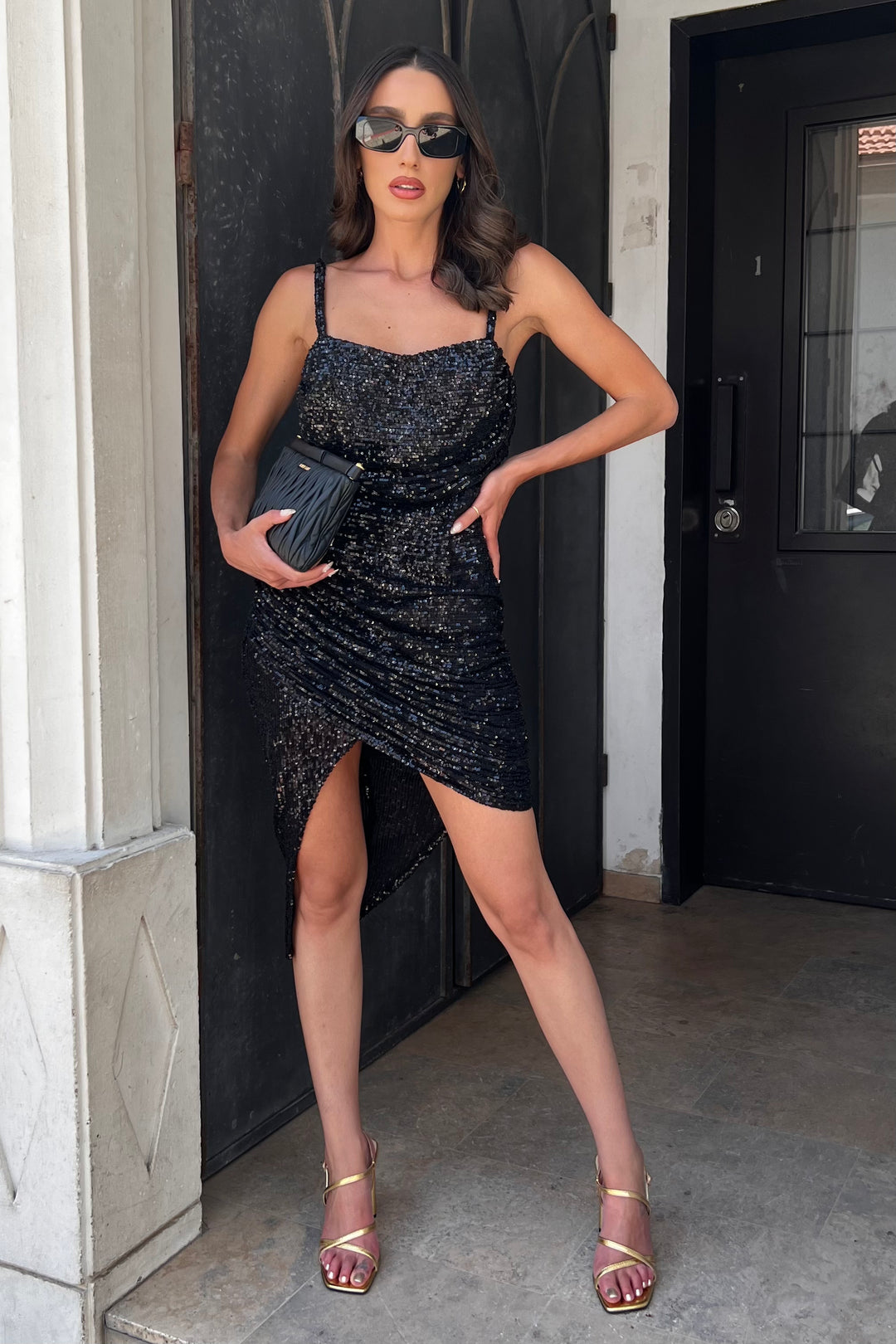 שמלת גפני  פאייטים - שחור