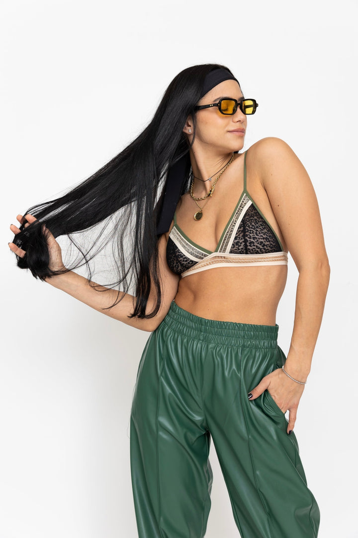 חזיית בניה שחור ירוק בז