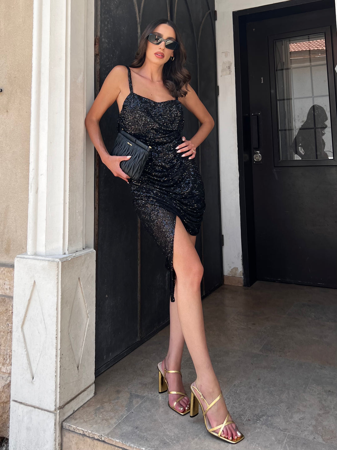 שמלת גפני  פאייטים - שחור