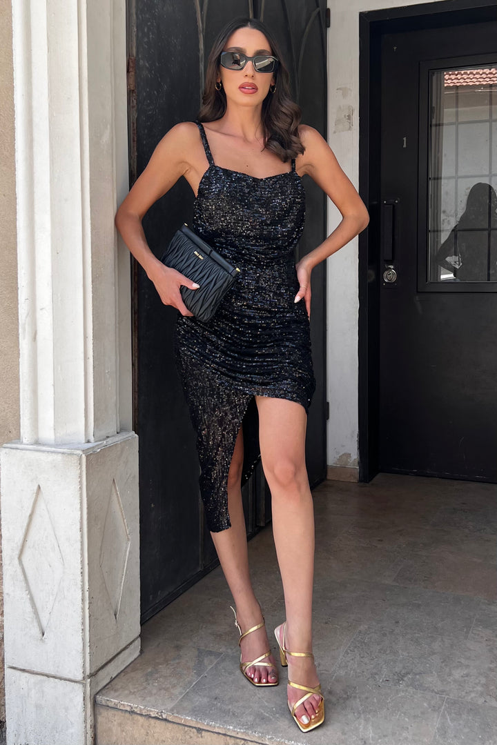 שמלת גפני  פאייטים - שחור